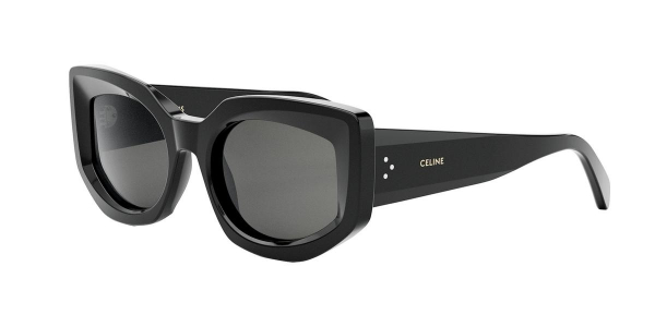 サングラス Celine Sunglasses CL40249U 01A Black Monochrome Celine CL40249U XL (55 - 17) with Blue lenses and Black