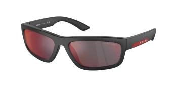 Prada Linea Rossa PS 05ZS style-color DG008F Black Rubbered / Dark Grey Mirror Blue/Red Lens