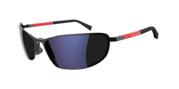 Prada Linea Rossa PS 55ZS style-color DG010J Rubbered Black / Dark Blue Mirror Violet Lens