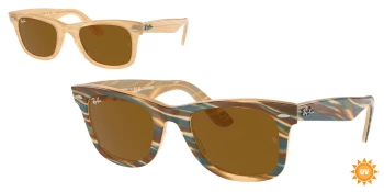 Ray-Ban RB2140F WAYFARER Asian Fit style-color 140833 Photo Striped Brown / Brown Lens