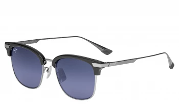 Maui Jim KALAUNU ASIAN FIT style-color GS629-02 Shiny Black With Dark Silver / Neutral Grey Lens