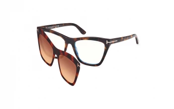 Tom Ford FT5971-B With Clip on style-color 052 Dark Havana / Dark Havana / gradient smoke gradient smoke Lens