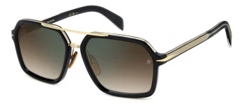 David Beckham DB 7128/S style-color 2M2 Blk Gold B M2 B / QY BROWN SHADED GREEN MIRROR Y Lens
