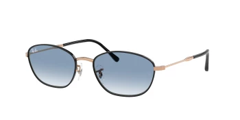 Ray-Ban RB3749 style-color 92723F Black On Rosegold / Clear Gradient Blue Lens
