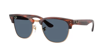 Ray-Ban RBR0504S CLUBMASTER REVERSE 0RBR0504S style-color 13983A Striped Havana On Rose Gold / Dark Blue Lens