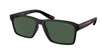 Prada Linea Rossa PS 05YSF style-color DG006U Black Rubber / Dark Green Lens