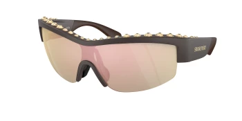 Swarovski SK6014 style-color 10357J Matte Brown / Dark Brown Mirror Rose Gold Lens