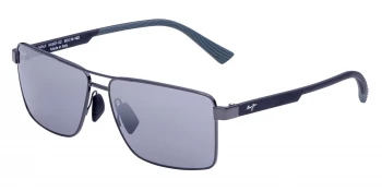 Maui Jim PIHA style-color Shiny Gunmetal With Black / Dual Mirror Silver to Black Lens
