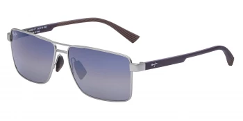 Maui Jim PIHA style-color Matte Silver With Brown / Dual Mirror Blue to Silver Lens
