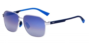 Maui Jim &lsquo;ONIPA&lsquo;A ASIAN FIT style-color Shiny Silver With Dark Blue / Dual Mirror Blue to Silver Lens