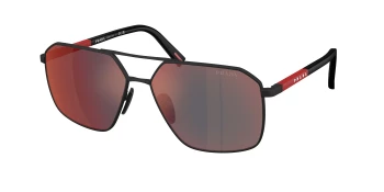 Prada Linea Rossa PS A50S style-color DG008F Black Rubber / Dark Grey Mirror Blue/Red Lens