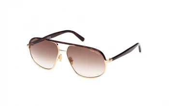 Tom Ford FT1019 style-color 30F Shiny Pale Gold / Dark Havana / gradient brown gradient brown Lens