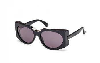 Max Mara MM0123 style-color 01A Shiny Black / Shiny Black / smoke smoke Lens