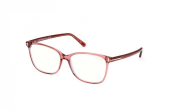 Tom Ford FT5842-B style-color 074 Shiny Transparent Pink, t Logo / Blue Block Lenses
