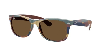 Ray-Ban RB2132 NEW WAYFARER style-color 682533 Brown & Blue Camuflage / Dark Brown Lens
