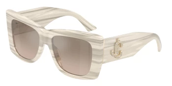 Jimmy Choo JC5036B style-color 50656I Striped White / Brown Grad Grey Mirror Silver Lens