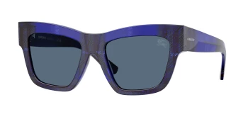 Burberry BE4449 style-color 411480 Check Blue / Dark Blue Lens