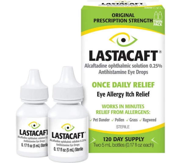 Lastacaft Once Daily Eye Allergy Itch Relief Drops (2 x 5mL Bottles) 2-Pack