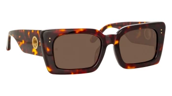 Linda Farrow LFL1297S Nieve style-color 002 Darkt - Shell / Yellow Gold / Brown