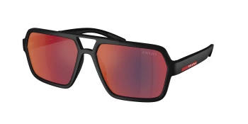 Prada Linea Rossa PS A06SF style-color DG008F Black Rubber / Dark Grey Mirror Blue/Red Lens