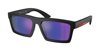 Prada Linea Rossa PS A07S style-color 1BO05U Matte Black / Dark Blue Mirror Violet Lens