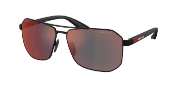 Prada Linea Rossa PS A53S style-color DG008F Rubber Black / Dark Grey Mirror Blue/Red Lens