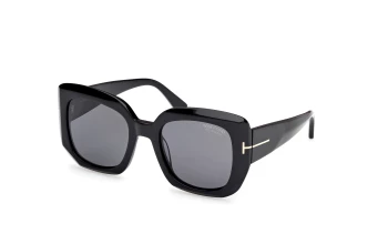 Tom Ford FT1220 CARLA-02 style-color 01D Shiny Black / Shiny Black / smoke polarized smoke polarized Lens