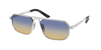 Prada PR A53S style-color 27506Z Matte Silver / Yellow/Dark Blue Lens