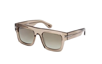 Tom Ford FAUSTO FT0711 style-color 47Q Shiny Light Brown / Shiny Light Brown / green mirror green mirror Lens