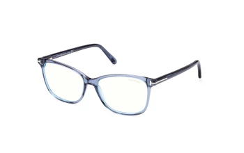 Tom Ford FT5842-B style-color 090 Shiny Blue, t Logo / Blue Block Lenses