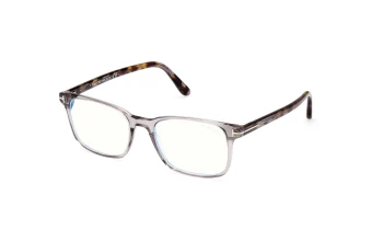 Tom Ford FT5831-B style-color 020 Shiny Transparent Grey, t Logo / Blue Block Lenses