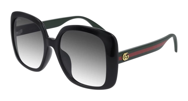 サングラス Gucci Sunglasses GG0714SA Oversize Asian Fit Square Gucci GG0714SA Oversized Black Square Logo Leg Sunglasses