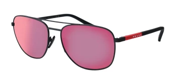 Prada Linea Rossa PS 54ZS style-color DG008F Rubbered Black / Dark Grey Mirror Blue/Red Lens