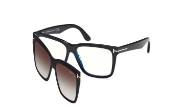 Tom Ford FT6069-B With Clip on style-color 001 Shiny Black / Shiny Black / gradient smoke gradient smoke Lens