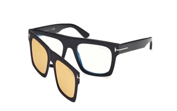 Tom Ford FT6068-B With Clip on style-color 001 Shiny Black / Shiny Black / brown brown Lens