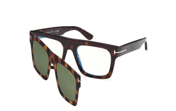 Tom Ford FT6068-B With Clip on style-color 052 Dark Havana / Dark Havana / green green Lens