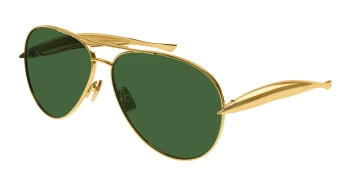 Bottega Veneta BV1305S style-color Gold 001 / GREEN Lens