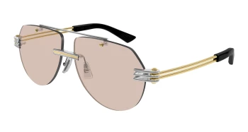 Bottega Veneta BV1342S style-color Silver/GOLD 002 / BROWN Lens