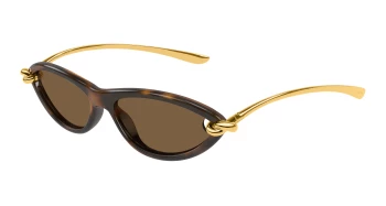 Bottega Veneta BV1390S style-color Havana/GOLD 002 / BROWN Lens