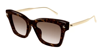 Alexander Mcqueen AM0483S style-color Havana/GOLD 002 / BROWN Lens
