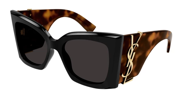 【関税込み】Saint Laurent ブラック SL M119 Blaze サングラス Saint Laurent Blaze SL M119 001 Oversized Black Sunglasses - US