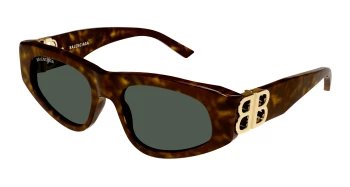 Balenciaga BB0095S style-color Havana/GOLD 002 / GREEN Lens