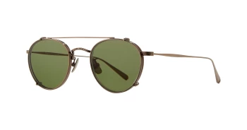 Garett Leight WILLIAM CLIP-ON style-color ATG/GRN Antique Gold / Green