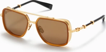 Balmain OFFICIER style-color GLD-AMB 5 Micron 18K Gold - Amber - Black / Dark Brown - Gold Flash - AR Lens