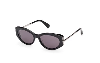 Max Mara MM0167 style-color 01A Shiny Black / Shiny Light Ruthenium / smoke smoke Lens