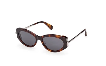 Max Mara MM0167 style-color 52A Dark Havana / Shiny Light Ruthenium / smoke smoke Lens