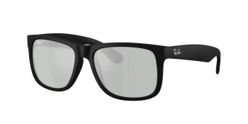 Ray-Ban RB4165 JUSTIN style-color 622/Y4 Rubber Black / Green Mirror Silver Polarized Lens