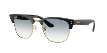Ray-Ban RBR0504S CLUBMASTER REVERSE 0RBR0504S style-color 667779 Black On Gold / Clear Gradient Blue Lens