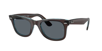 Ray-Ban RB2140 WAYFARER style-color 1446R5 Brown On Transparent Blue / Blue Lens