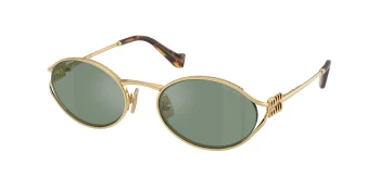 Miu Miu MU 52YS style-color 5AK04M Gold / Green Mirror Internal Silver Lens